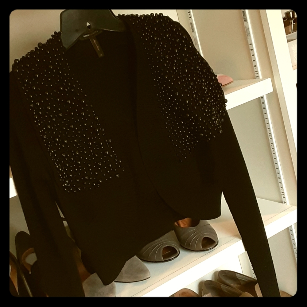 BCBG beaded merino bolero sweater